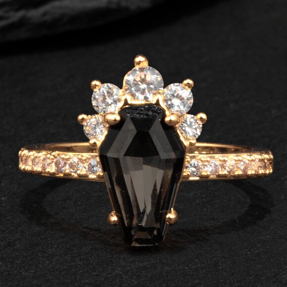 Gold Skull Coffim Ring, Charmed Aroma Coffin Collection - Picture 1 of 4